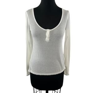 T Alexander Wang Henley White Rayon Knitted Scoop Neck Top Size Medium M